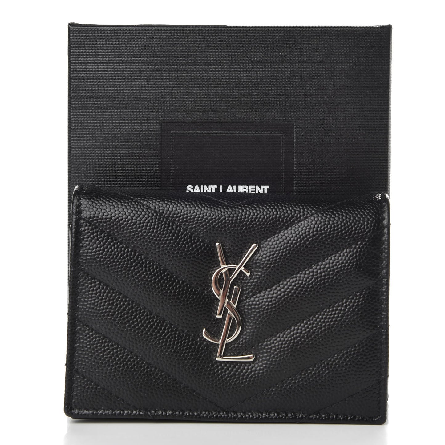 Grain De Poudre Matelasse Chevron Monogram Card Case Black