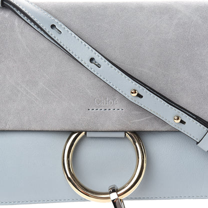 Chloe Suede Calfskin Small Faye Shoulder Bag Fresh Blue 11 of 11