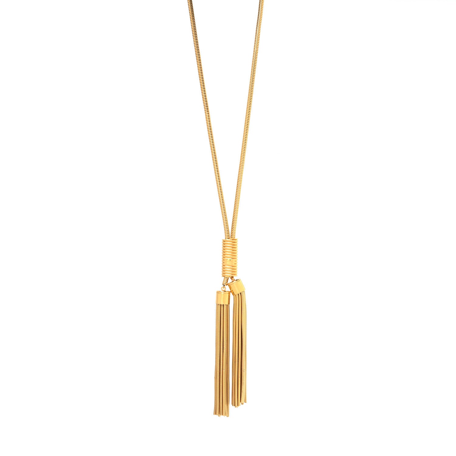 Saint Laurent Brass Double Tassel Necklace Gold 1 of 3