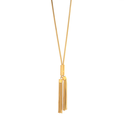 Saint Laurent Brass Double Tassel Necklace Gold 1 of 3