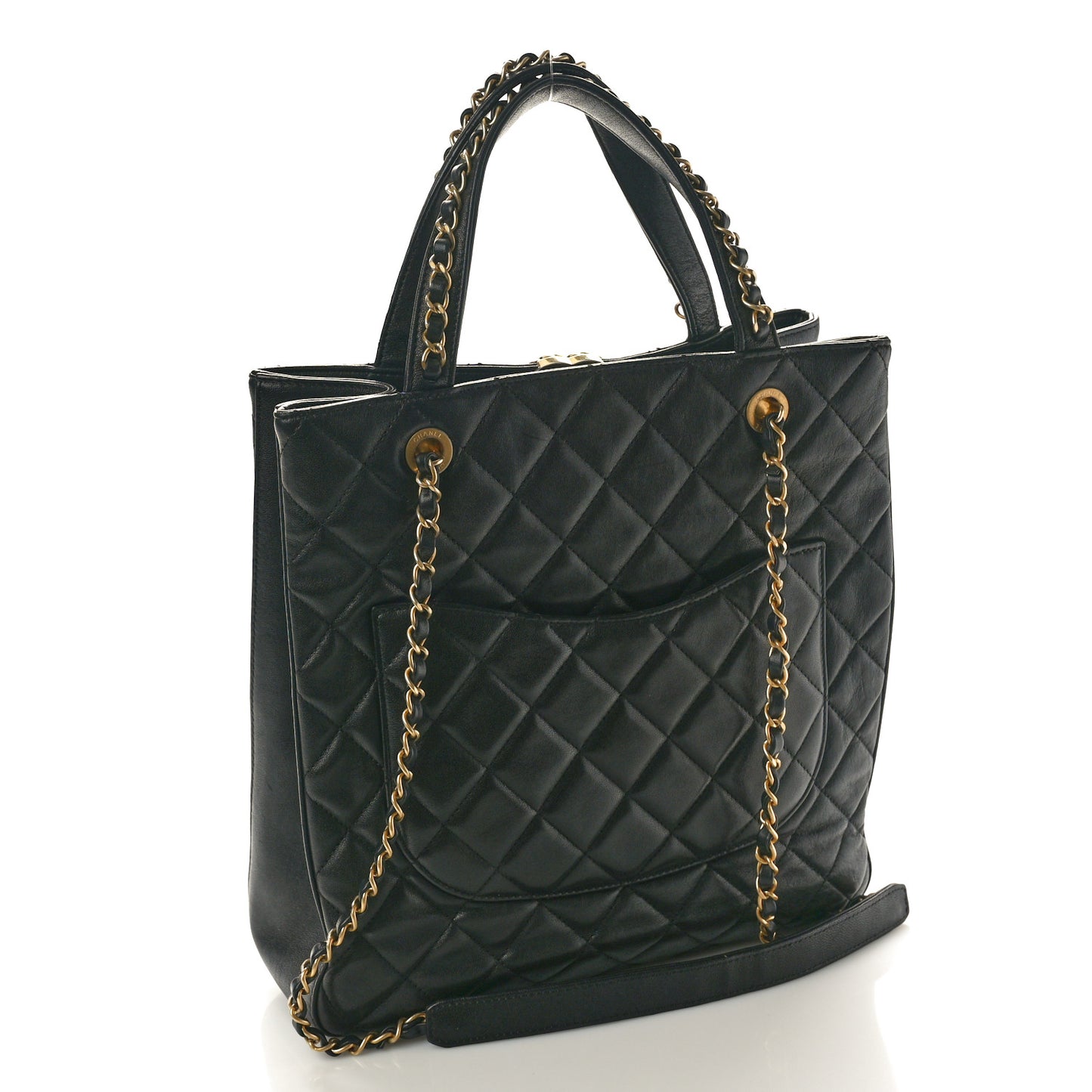 Lambskin Quilted Large Chanel 19 Shopping Tote Black