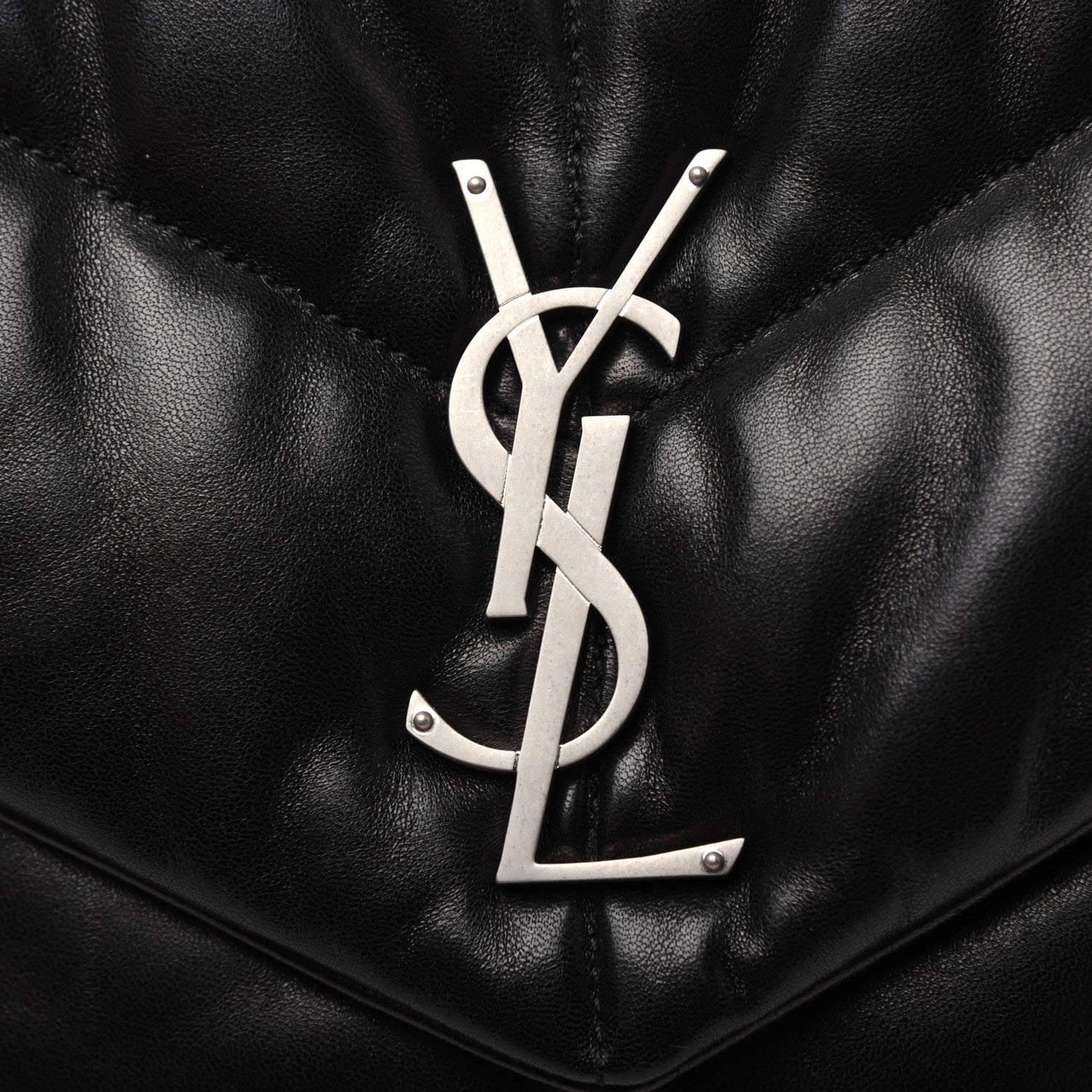 Saint Laurent Lambskin Quilted Medium Loulou Puffer Monogram Chain Satchel Black 22 of 23