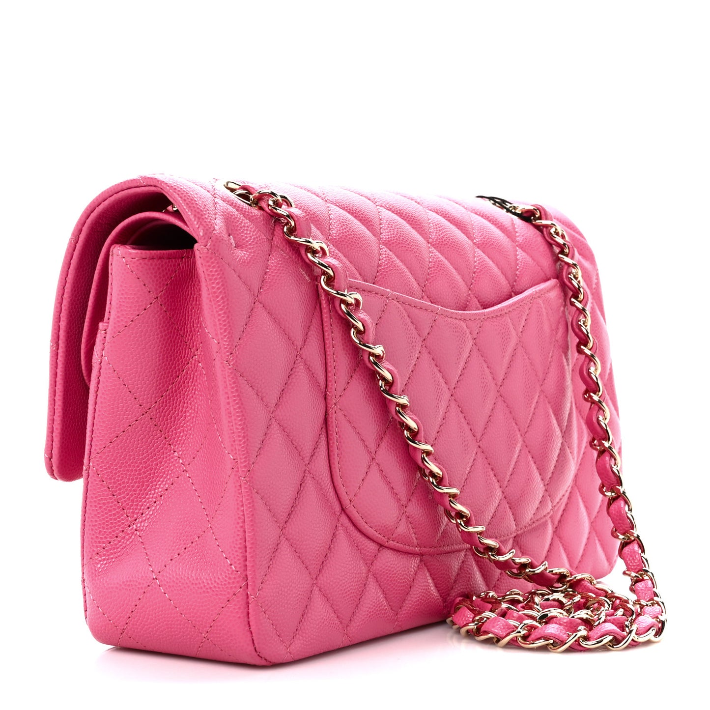 Caviar Quilted Medium Double Flap Pink