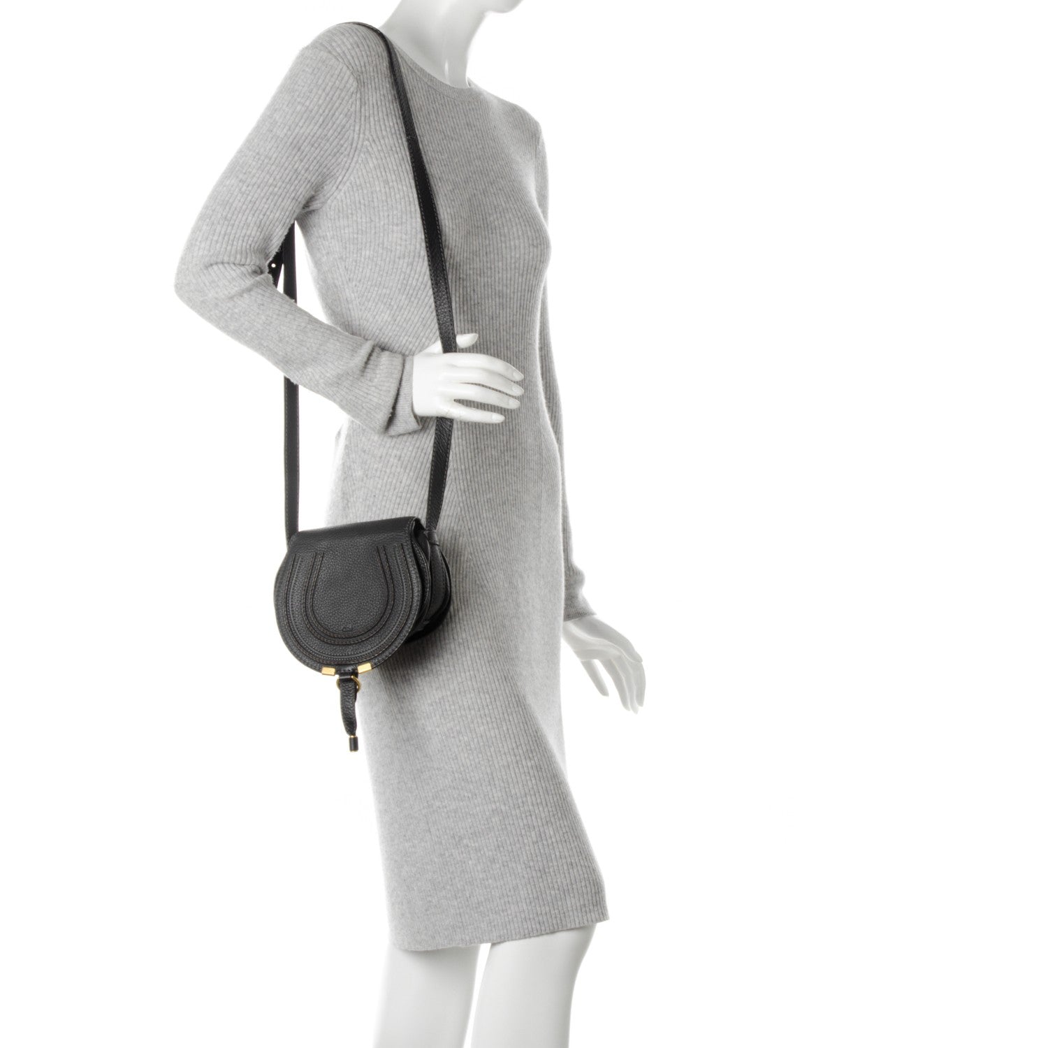 Chloe Calfskin Mini Marcie Round Crossbody Bag Black 2 of 8