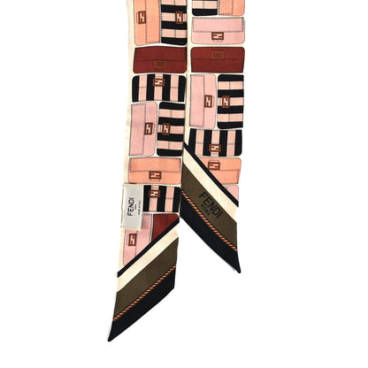 Fendi Silk Baguette Wrappy Scarf Pink Multicolor 2 of 3
