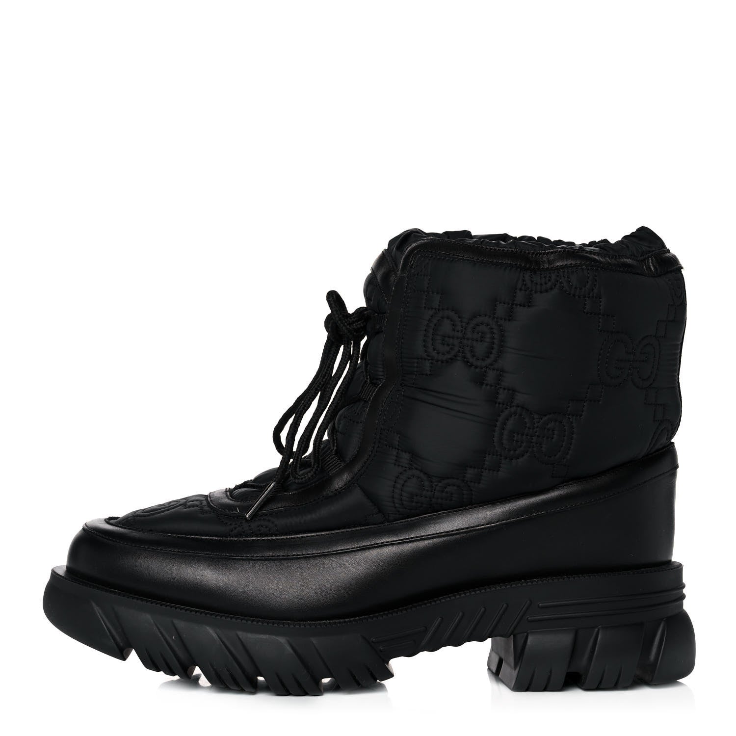 Gucci Nylon Calfskin GG Matelasse Mens Lace Up Platform Ankle Boots 10.5 Black 1 of 9