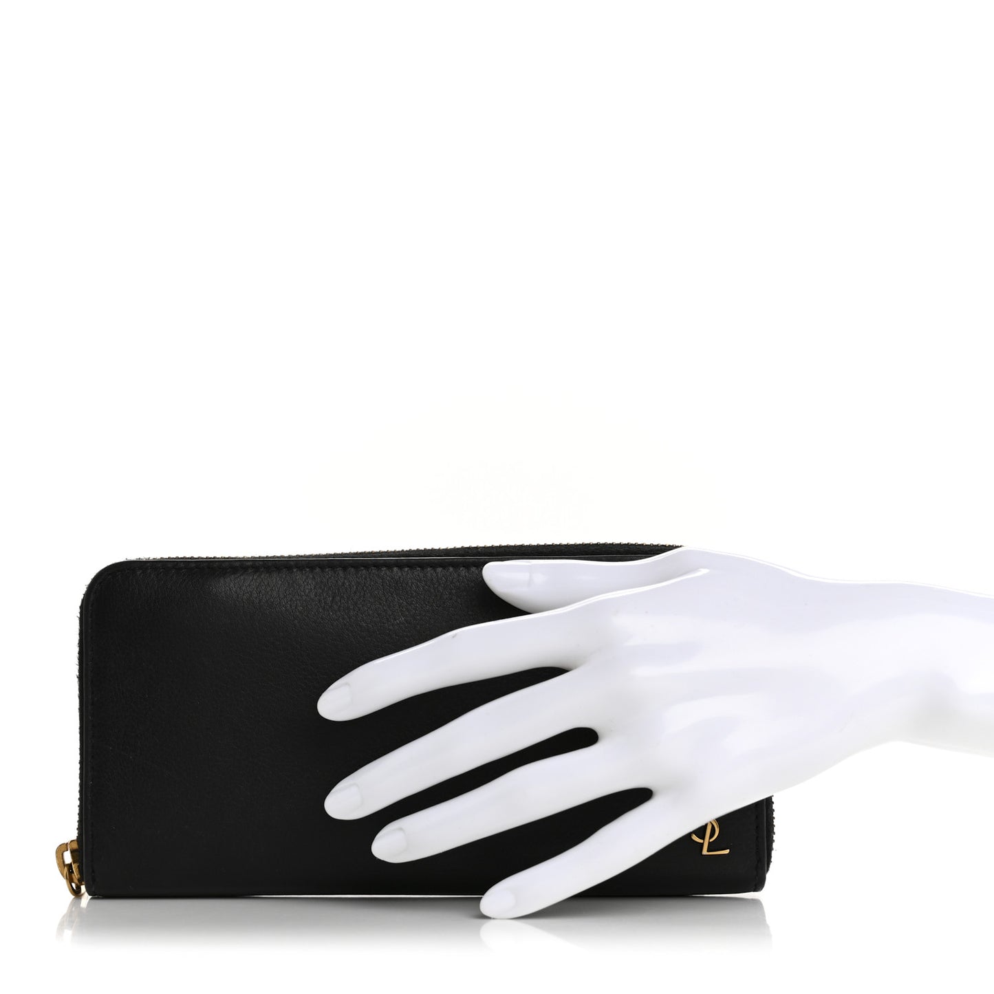 Grained Calfskin Zip Around Wallet Black
