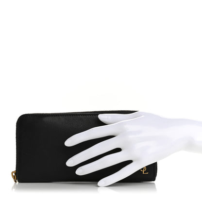 Saint Laurent Grained Calfskin Zip Around Wallet Black 2 of 12