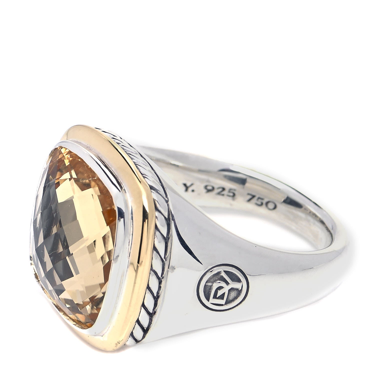 David Yurman Sterling Silver 18K Yellow Gold Citrine 14mm Albion Statement Ring 58 8.25 4 of 5