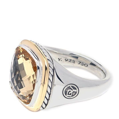 David Yurman Sterling Silver 18K Yellow Gold Citrine 14mm Albion Statement Ring 58 8.25 4 of 5