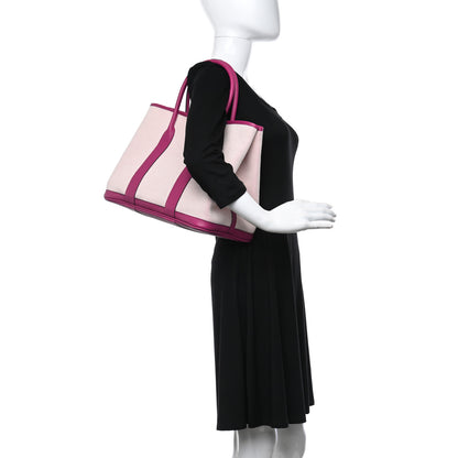 Hermes Toile Negonda Garden Party Tote 36 MM Ecru Rose Pourpre 2 of 11