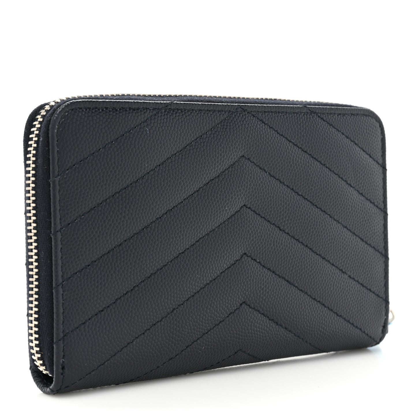 Grain De Poudre Matelasse Chevron Monogram Small Zip Around Wallet Deep Marine