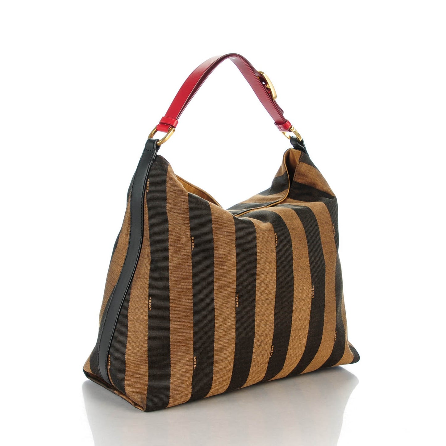 Pequin Cuoio Vegetale Large Hobo Tobacco Rosso Black