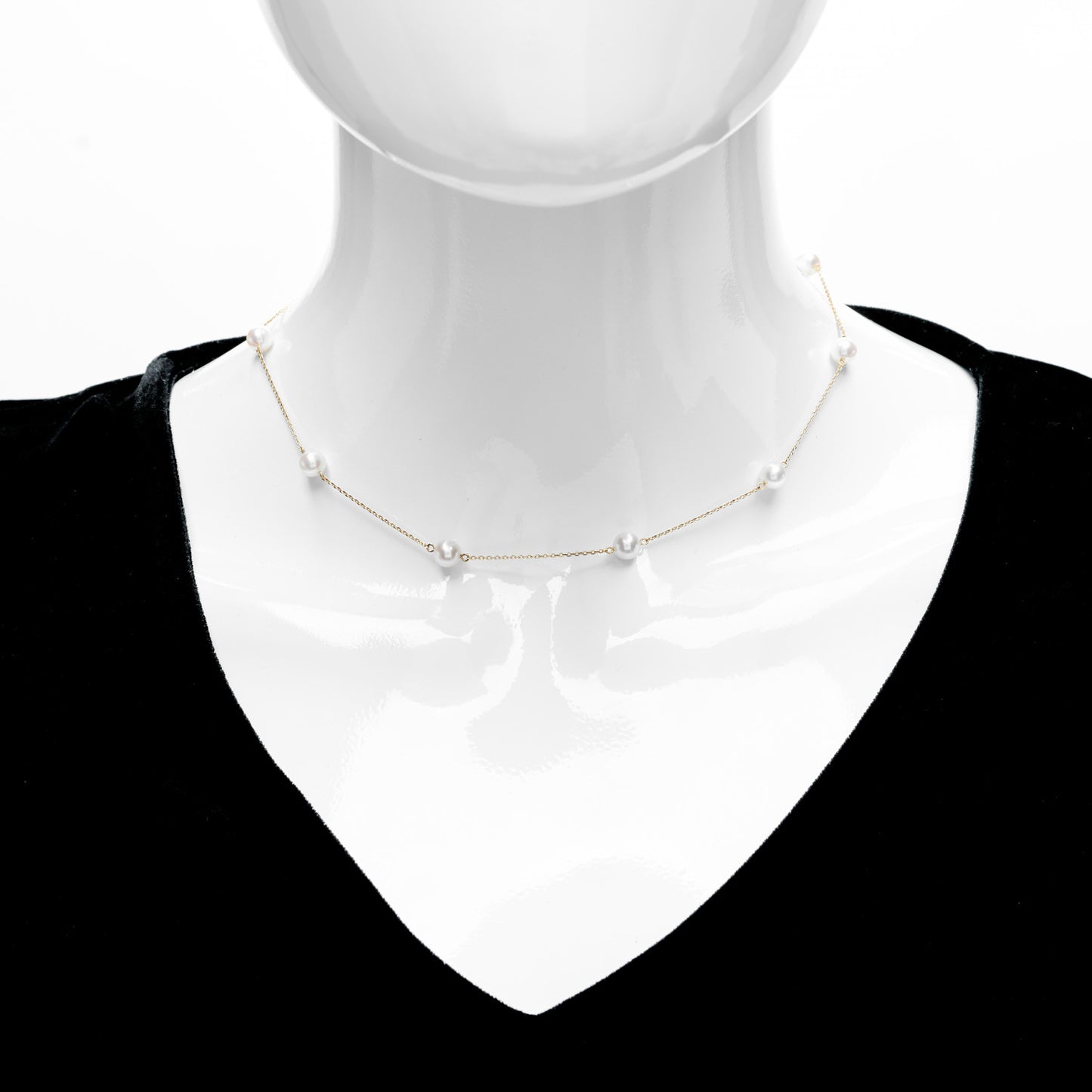 18K Yellow Gold Akoya Pearl 5.5-6mm Station Necklace