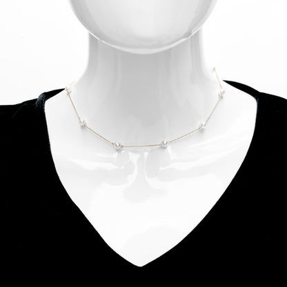 Mikimoto 18K Yellow Gold Akoya Pearl 5.5-6mm Station Necklace 2 of 6