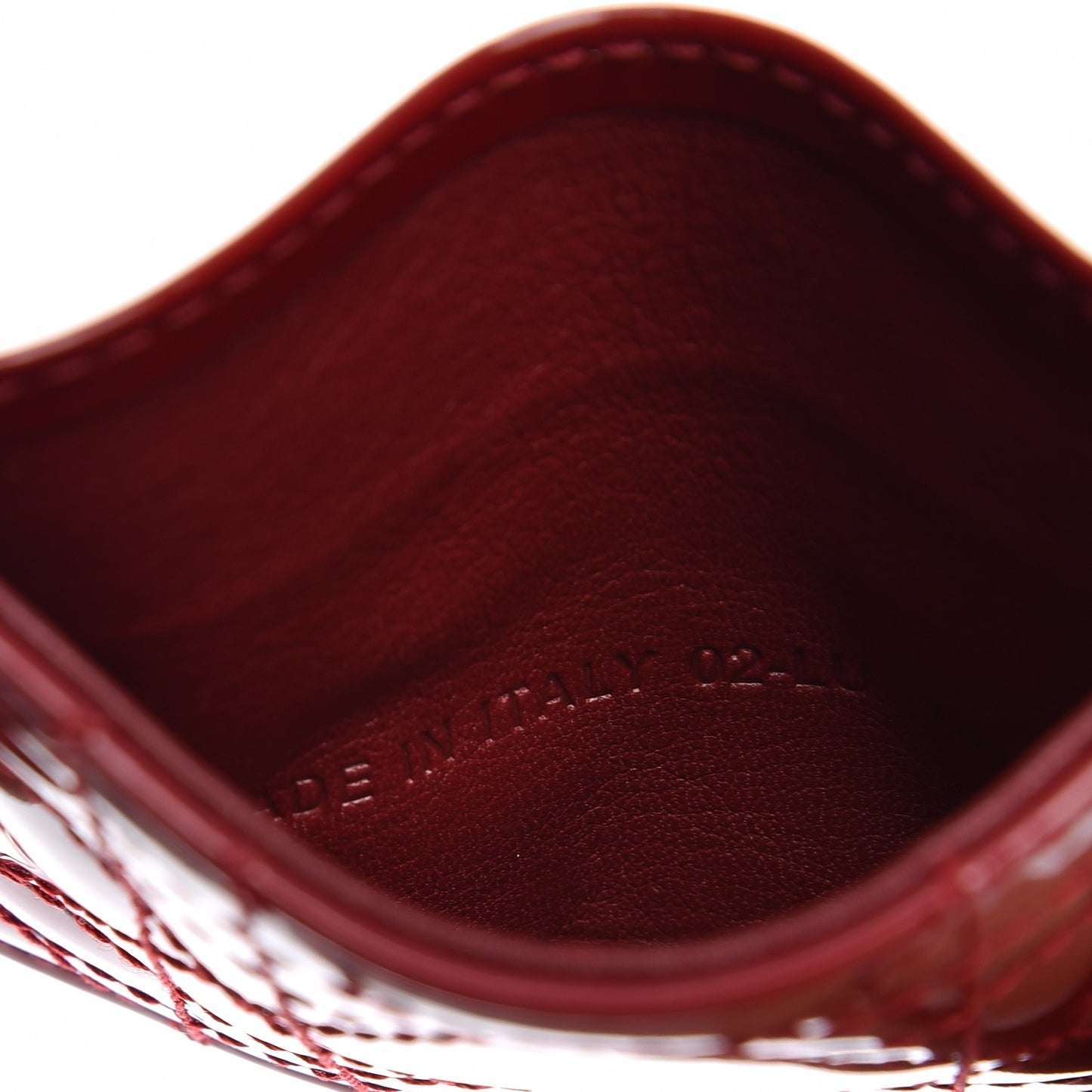 Patent Cannage Lady Dior Card Holder Scarlet