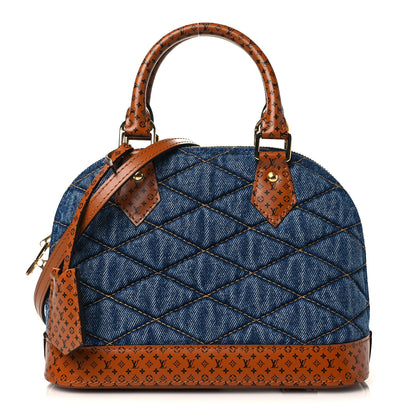 Louis Vuitton Denim Calfskin Reverse Monogram Malletage Alma BB Blue 1 of 6