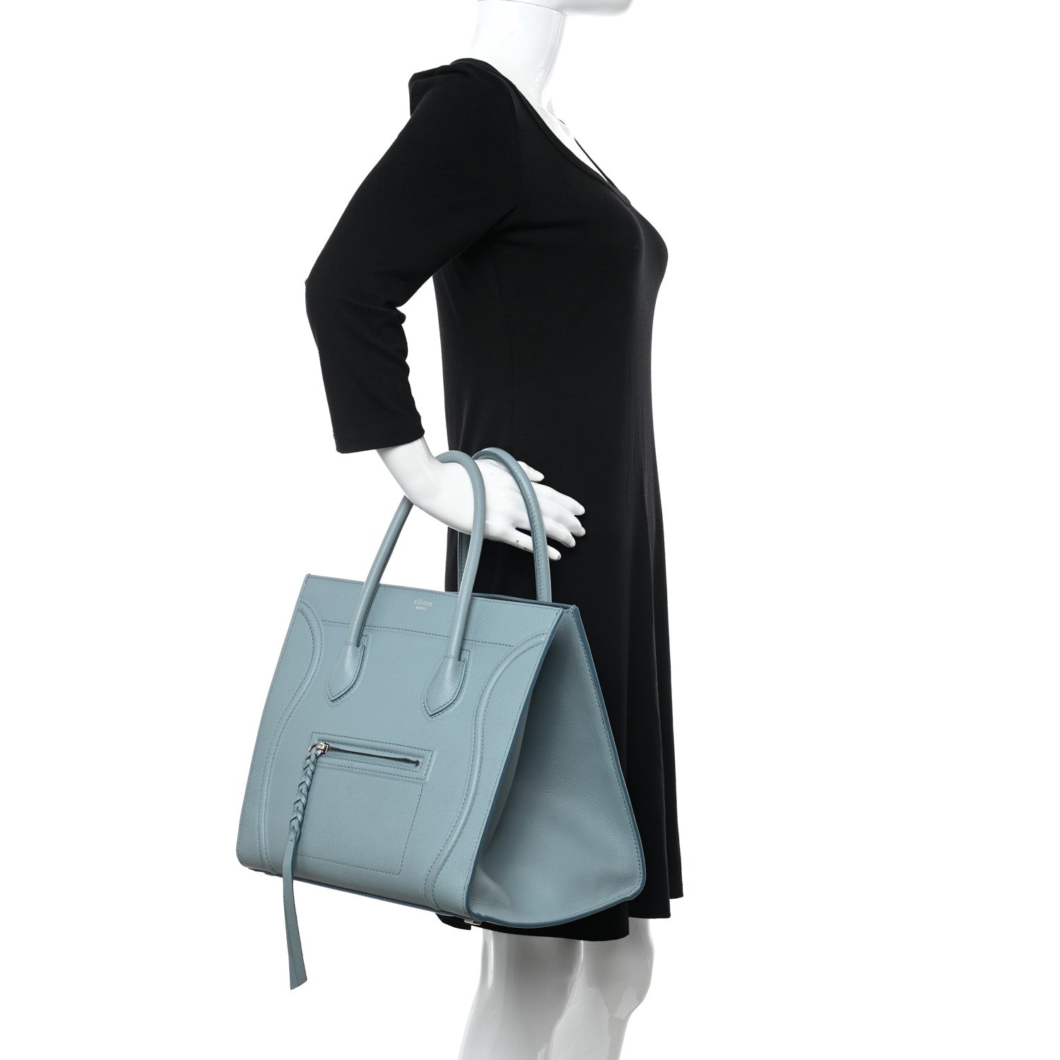 Celine Grained Calfskin Medium Phantom Luggage Sky Blue 2 of 15
