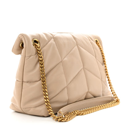 Saint Laurent Lambskin Quilted Small Loulou Puffer Monogram Chain Satchel Dark Beige 3 of 11