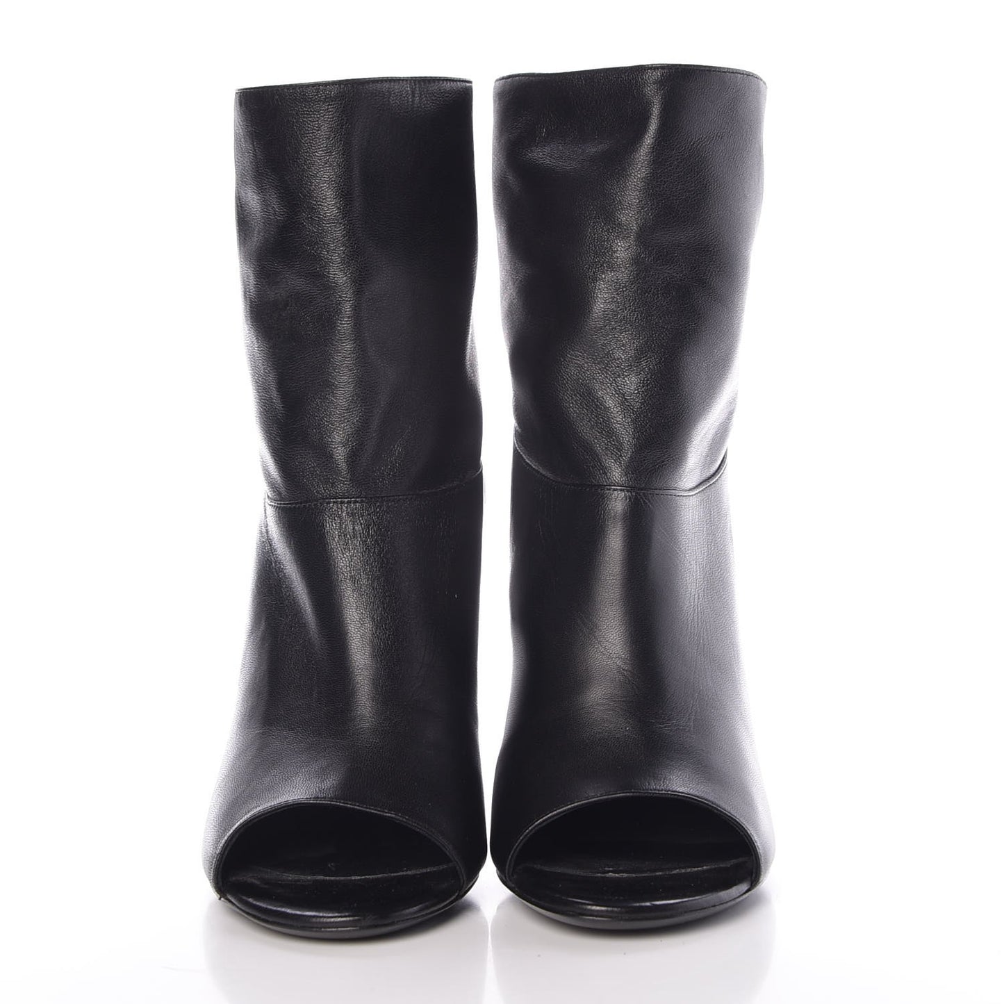 Calfskin Pearl Open Toe Ankle Boots 37 Black