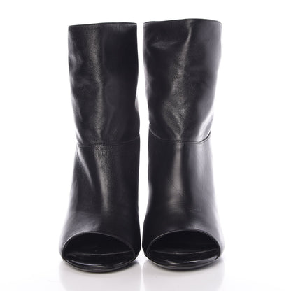 Chanel Calfskin Pearl Open Toe Ankle Boots 37 Black 2 of 6