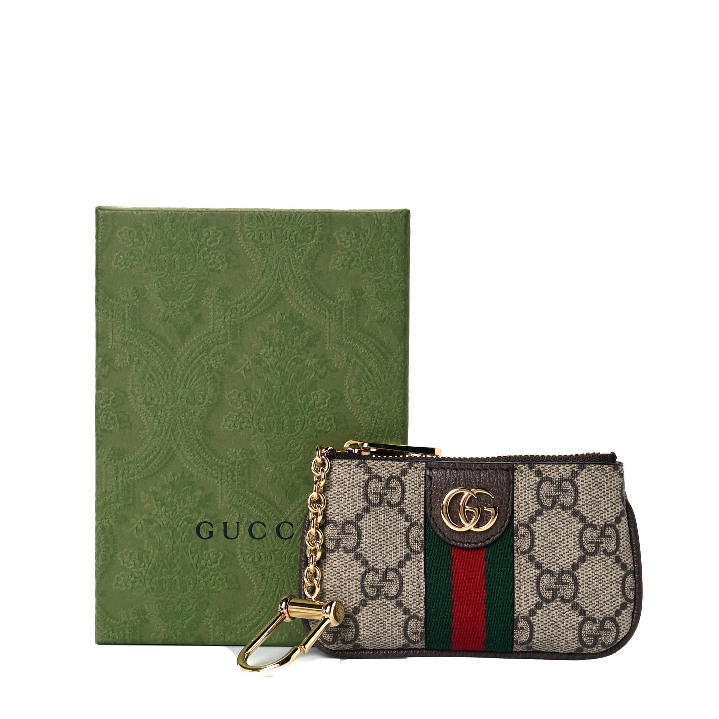 GG Supreme Monogram Web Ophidia Key Case Beige New Acero