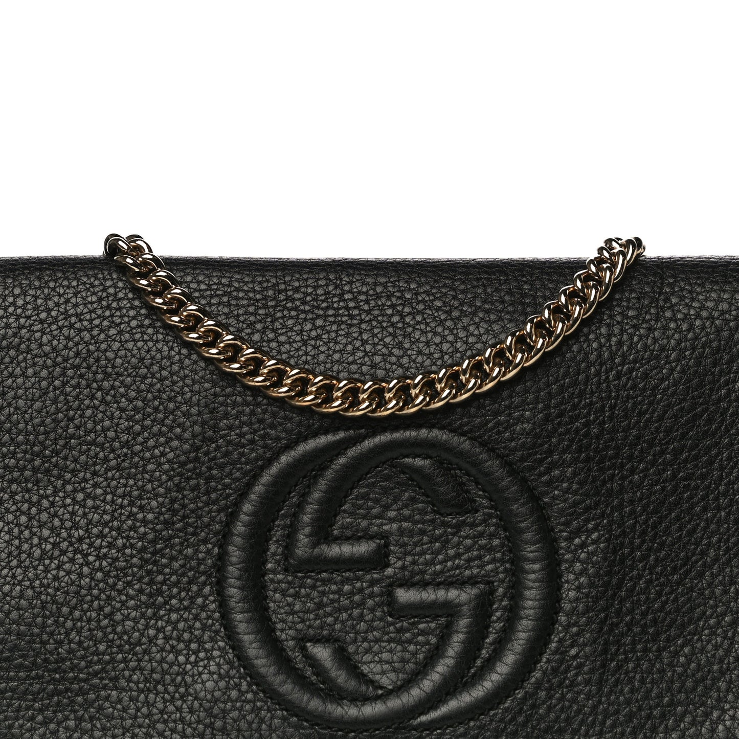 Pebbled Calfskin Medium Soho Flap Crossbody Black