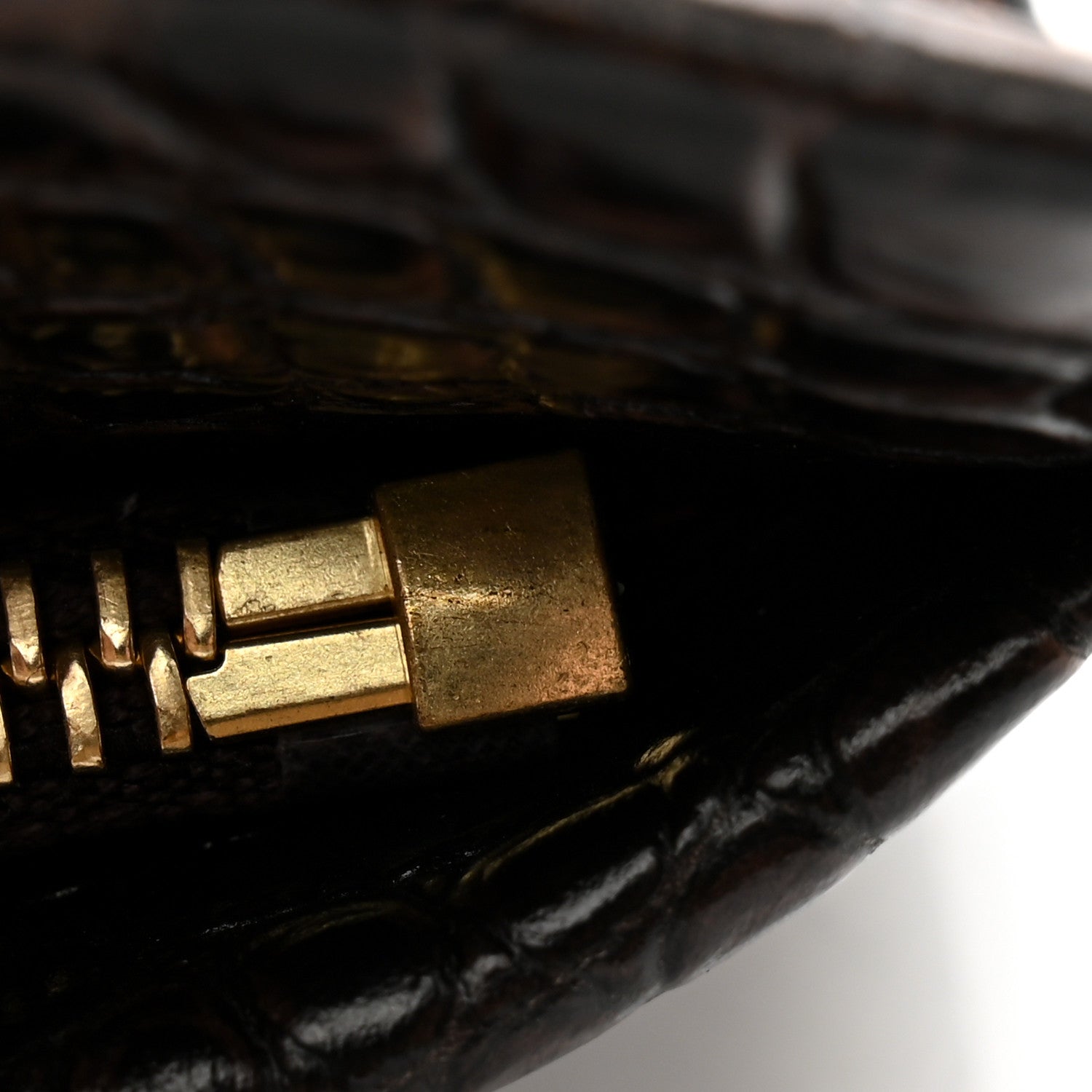 Christian Louboutin Crocodile Embossed Calfskin Loubi Twist Zip Clutch Bag Brown 9 of 10