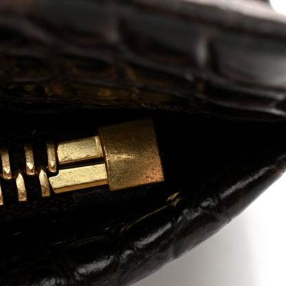 Christian Louboutin Crocodile Embossed Calfskin Loubi Twist Zip Clutch Bag Brown 9 of 10