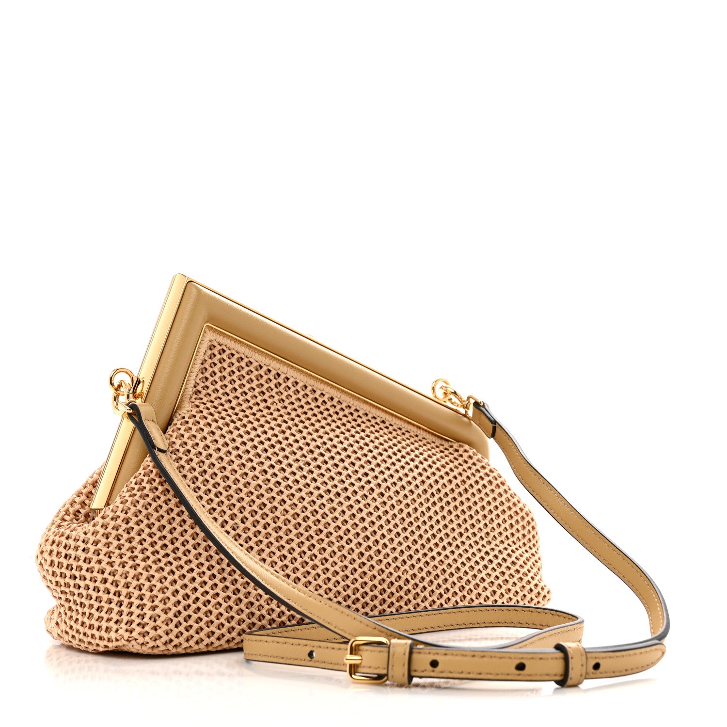 Fendi Raffia Nappa Macrame Small Fendi First Natural Sahara 3 of 12