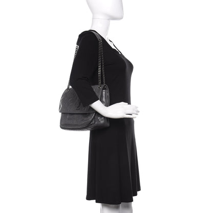 Saint Laurent Crinkled Calfskin Matelasse Monogram Medium Niki Chain Satchel Storm 2 of 14