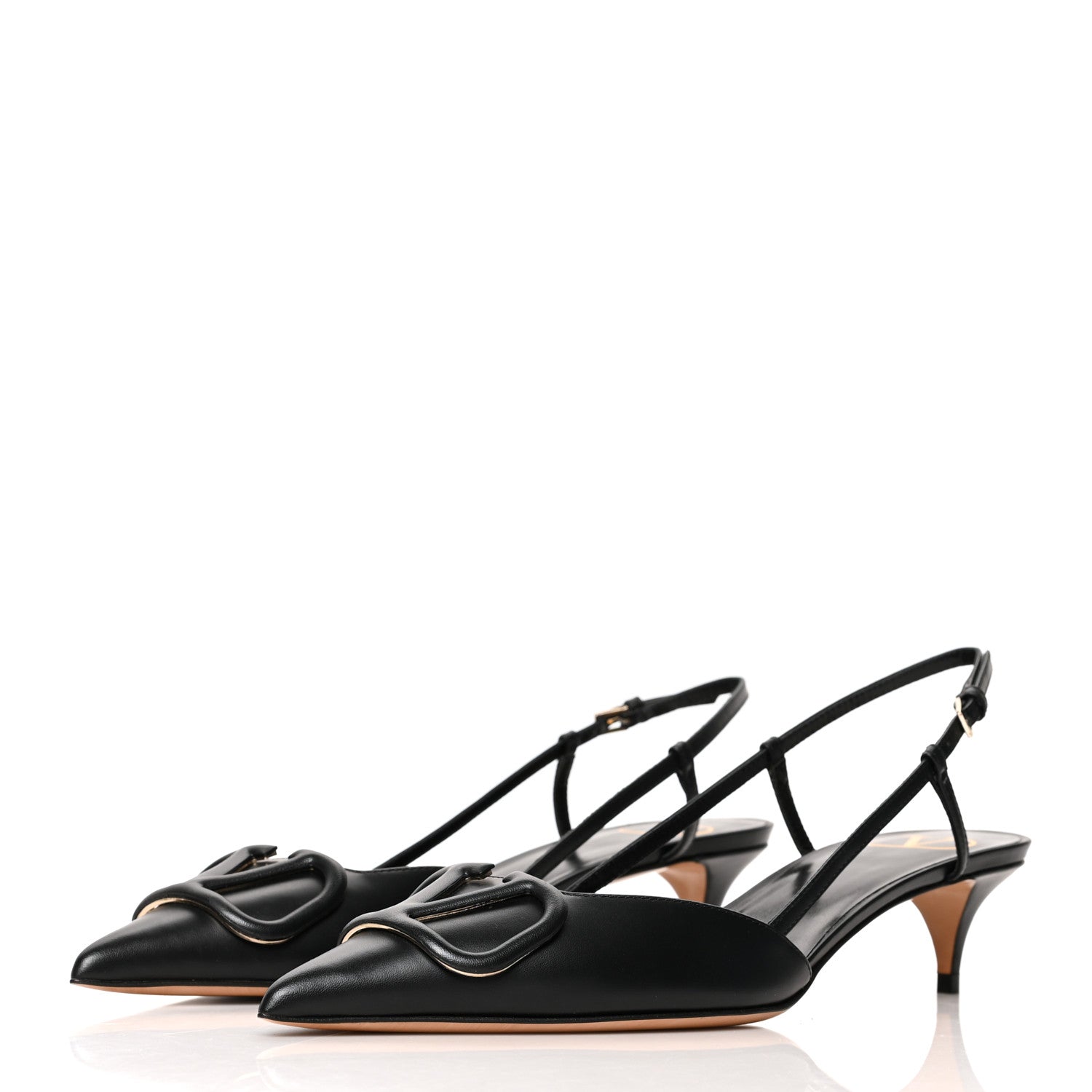 Valentino Garavani Calfskin Tonal Vlogo Slingback Pumps 38 Black 3 of 8