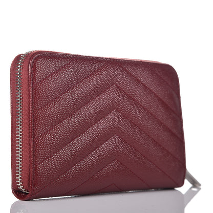 Saint Laurent Grain De Poudre Matelasse Chevron Monogram Zip Around Wallet Palissandre 3 of 8