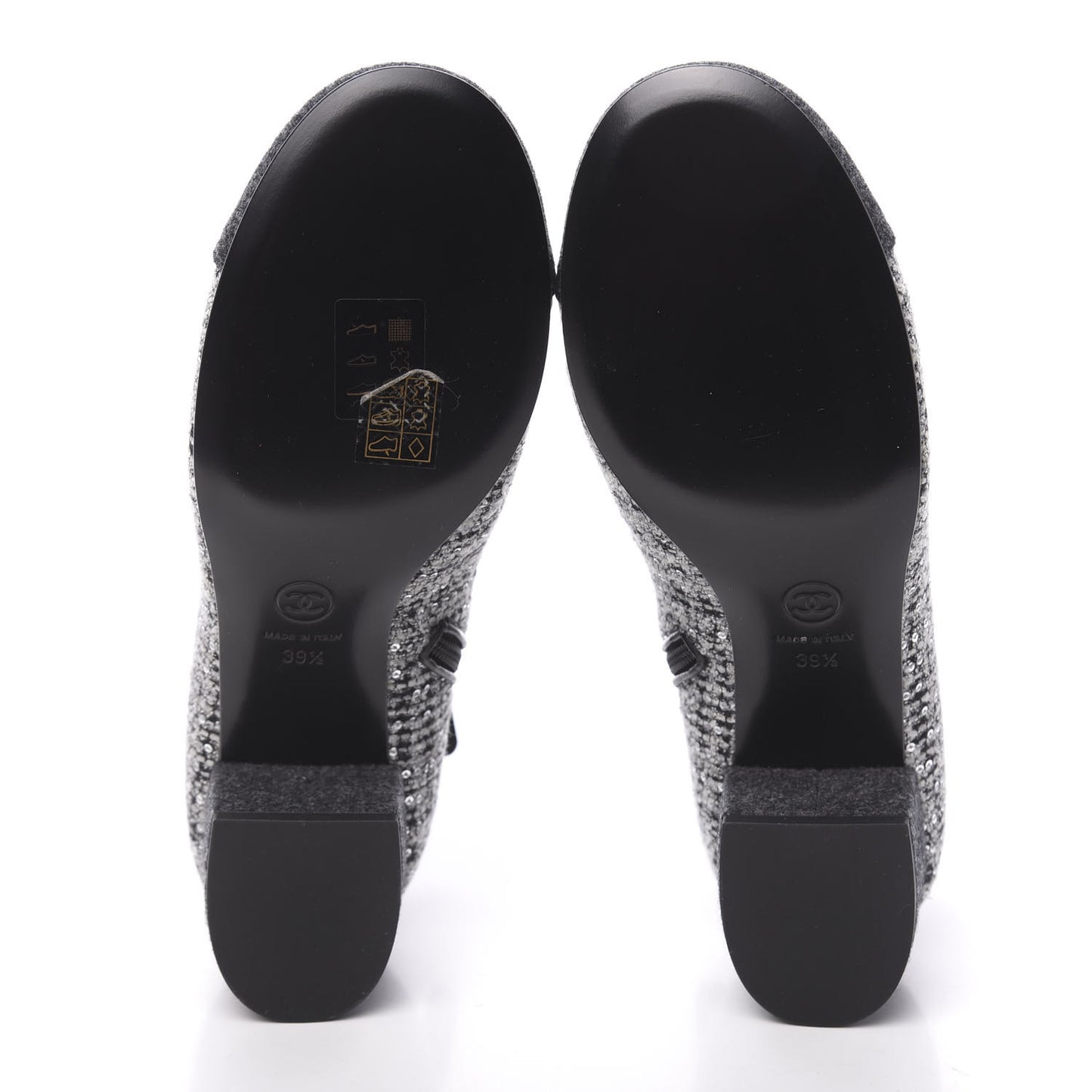 Tweed Pearl Cap Toe Short Boot 39.5 Black