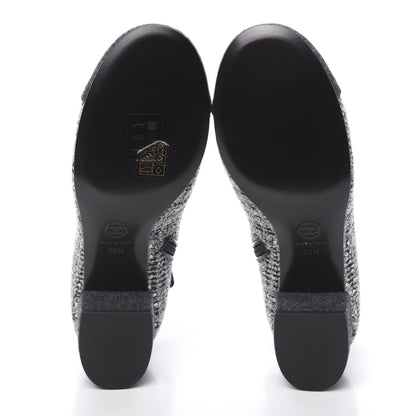 Chanel Tweed Pearl Cap Toe Short Boot 39.5 Black 5 of 9