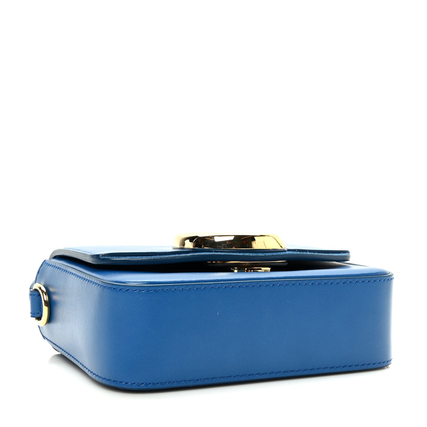 Shiny Calfskin Suede Mini C Bag Smoky Blue