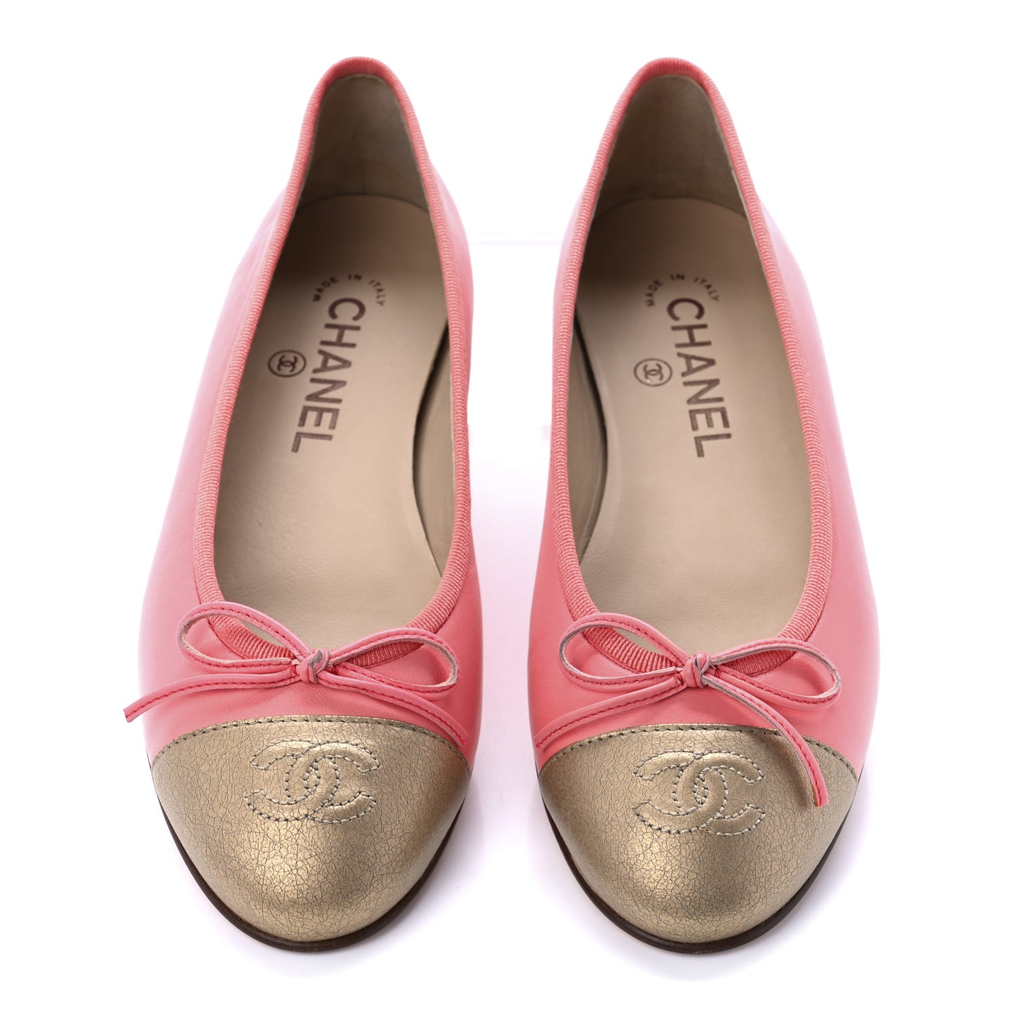 Calfskin Cap Toe Ballerina Flats 37 Pink