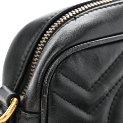 Gucci Calfskin Matelasse Mini GG Marmont Chain Shoulder Bag Black 12 of 16