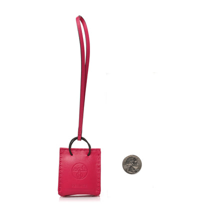 Hermes Milo Lambskin Swift Shopping Bag Charm Rose Mexico 2 of 4
