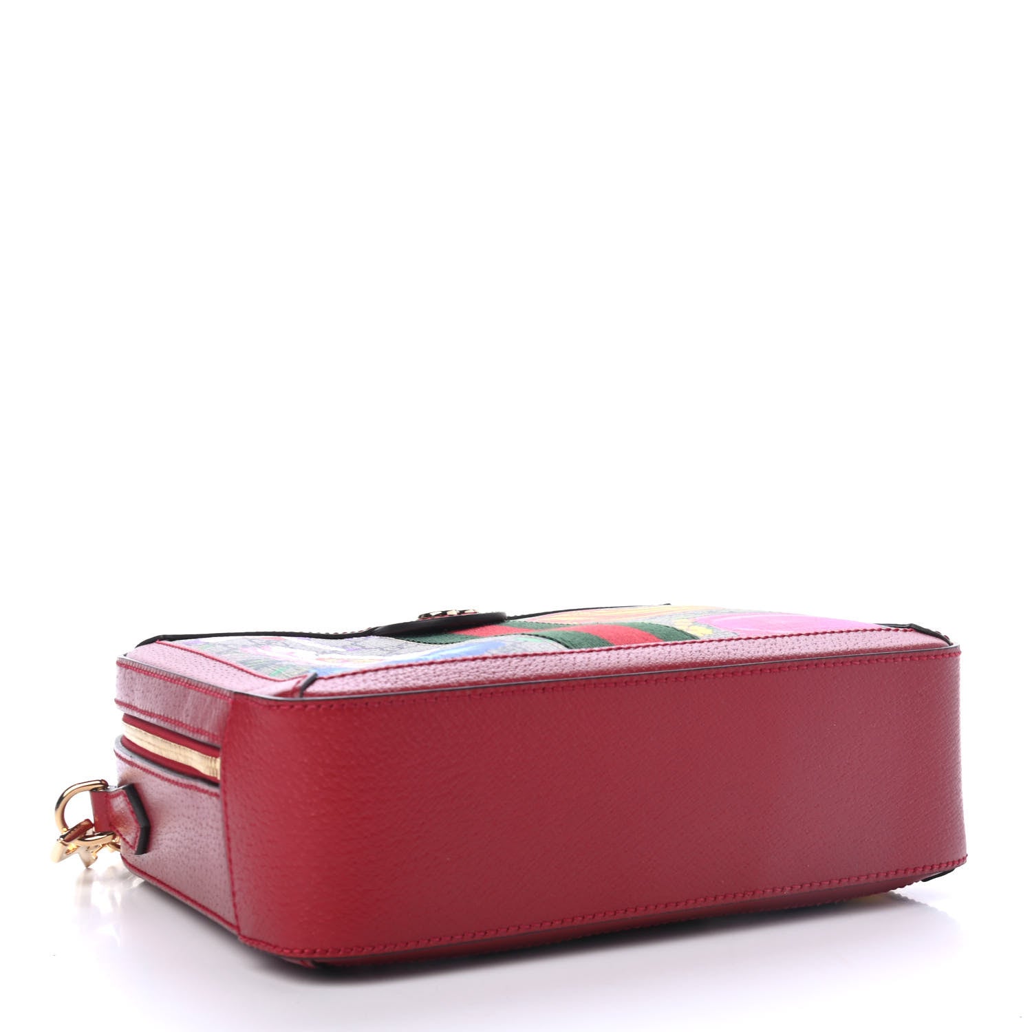 Gucci GG Supreme Monogram Flora Web Small Ophidia Top Handle Shoulder Bag Hibiscus Red 3 of 4
