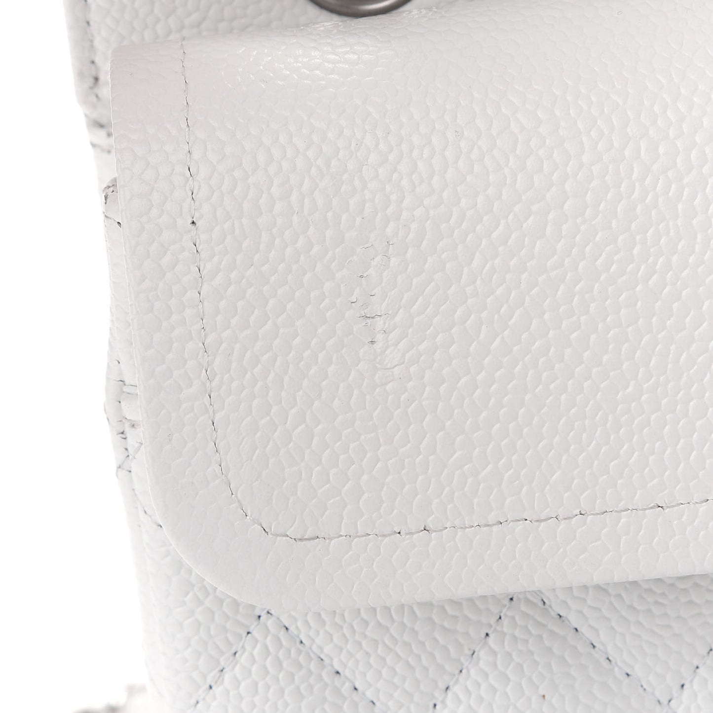 Caviar Quilted Medium Double Flap White