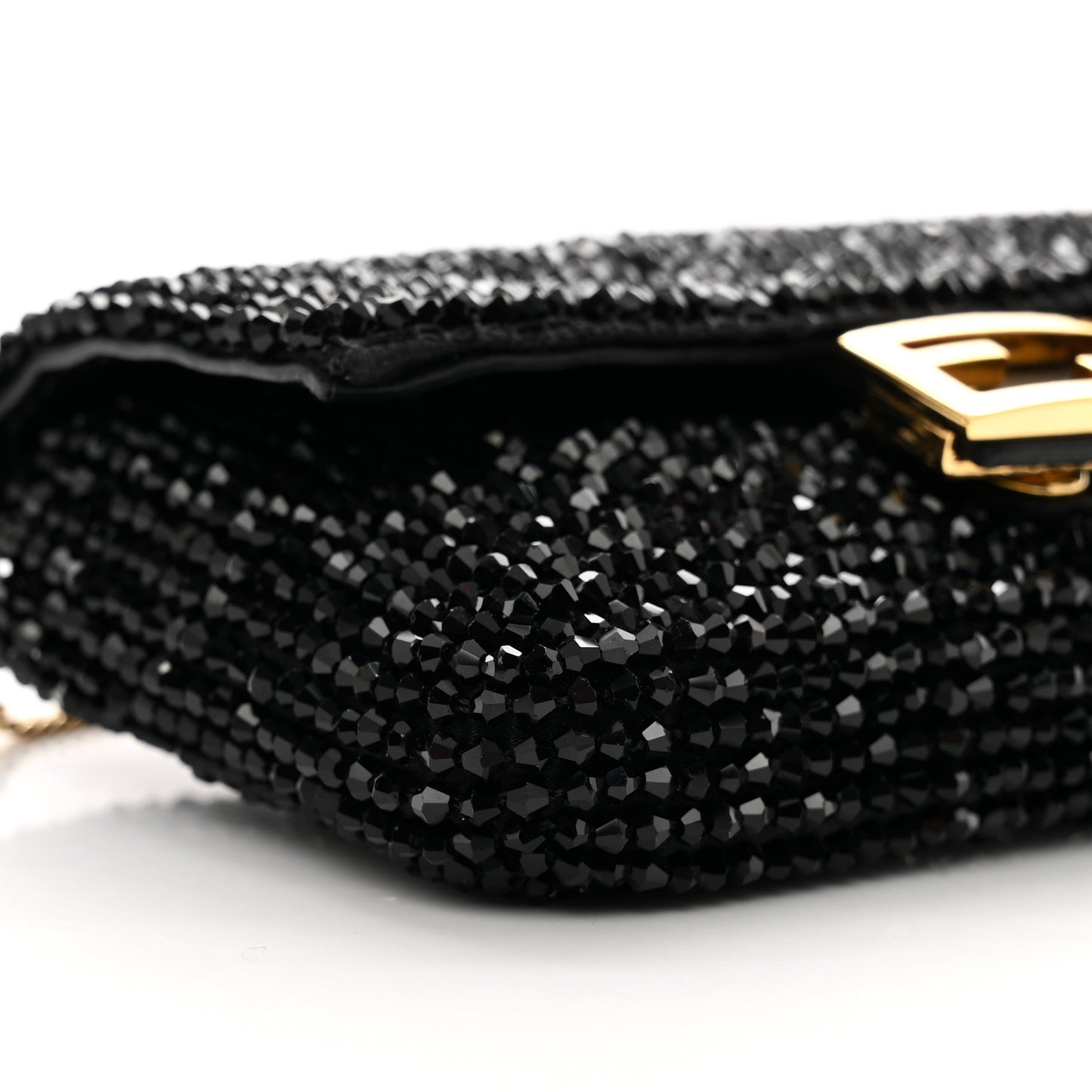 Crystal Vitello King Beaded Nano Baguette Charm Black