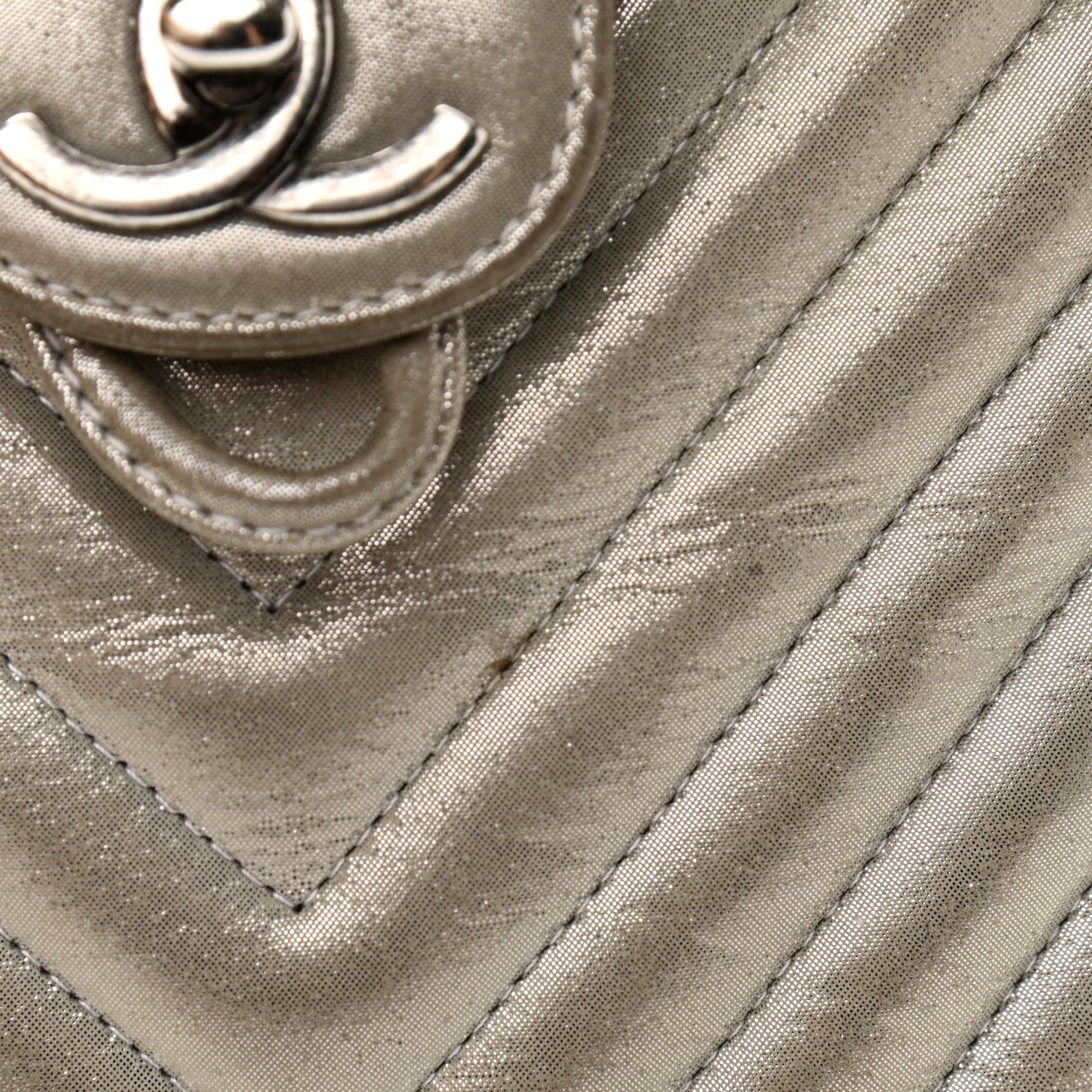 Chanel Iridescent Calfskin Chevron Quilted Large Urban Spirit Backpack Silver 20 of 24