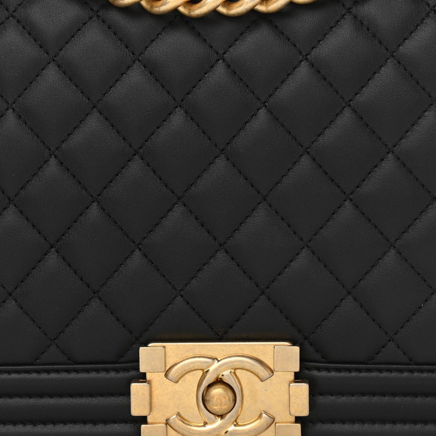 Calfskin Quilted New Medium Boy Flap Black