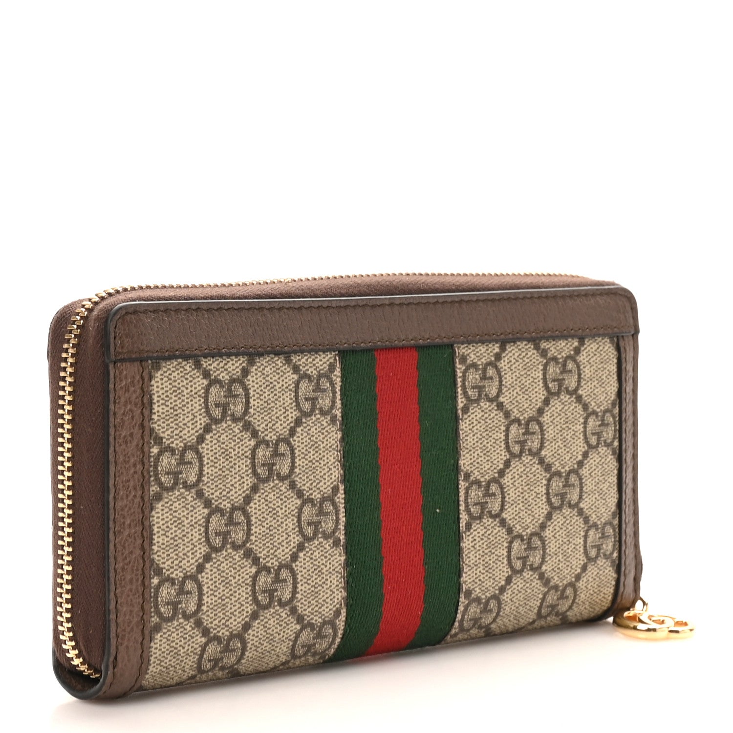 Gucci GG Supreme Monogram Web Ophidia Zip Around Wallet Brown 3 of 8