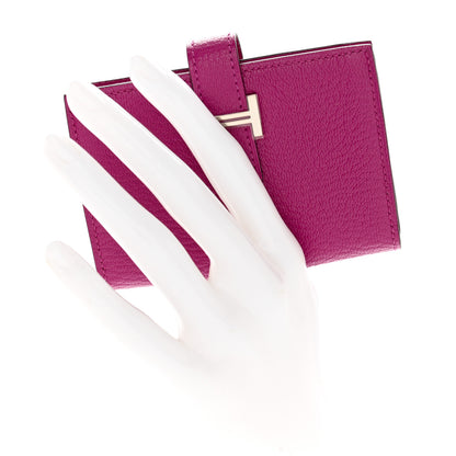 Hermes Chevre Mysore Mini Bearn Wallet Rose Pourpre 2 of 8