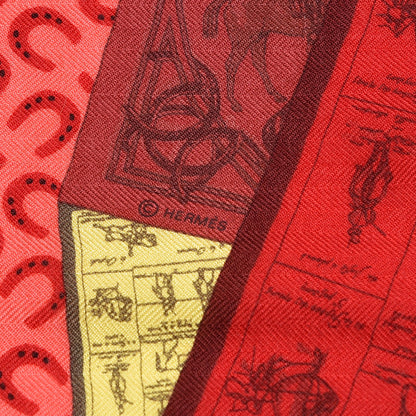 Hermes Cashmere Silk A Cheval Sur Mon Carre Shawl 140 Rouge Crevette Bois De Rose 3 of 6