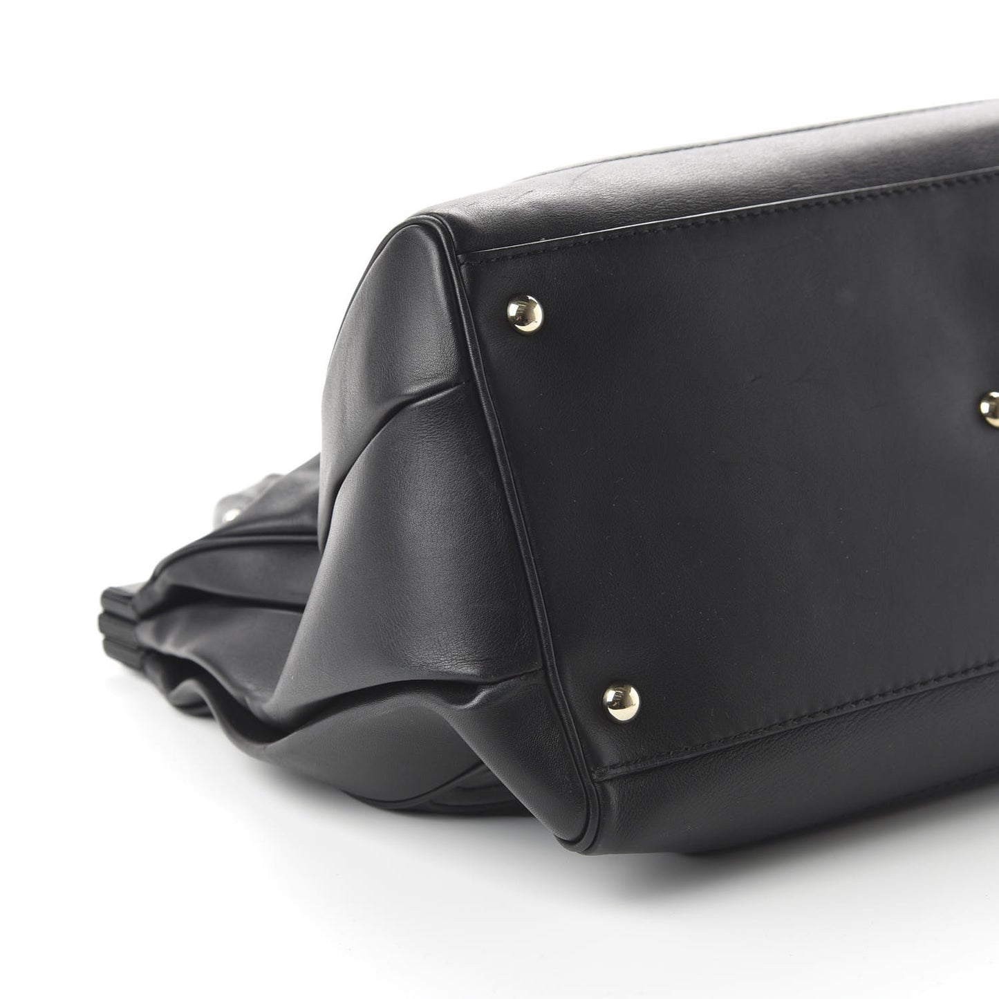 Calfskin Bold Bamboo Medium Top Handle Bag Black