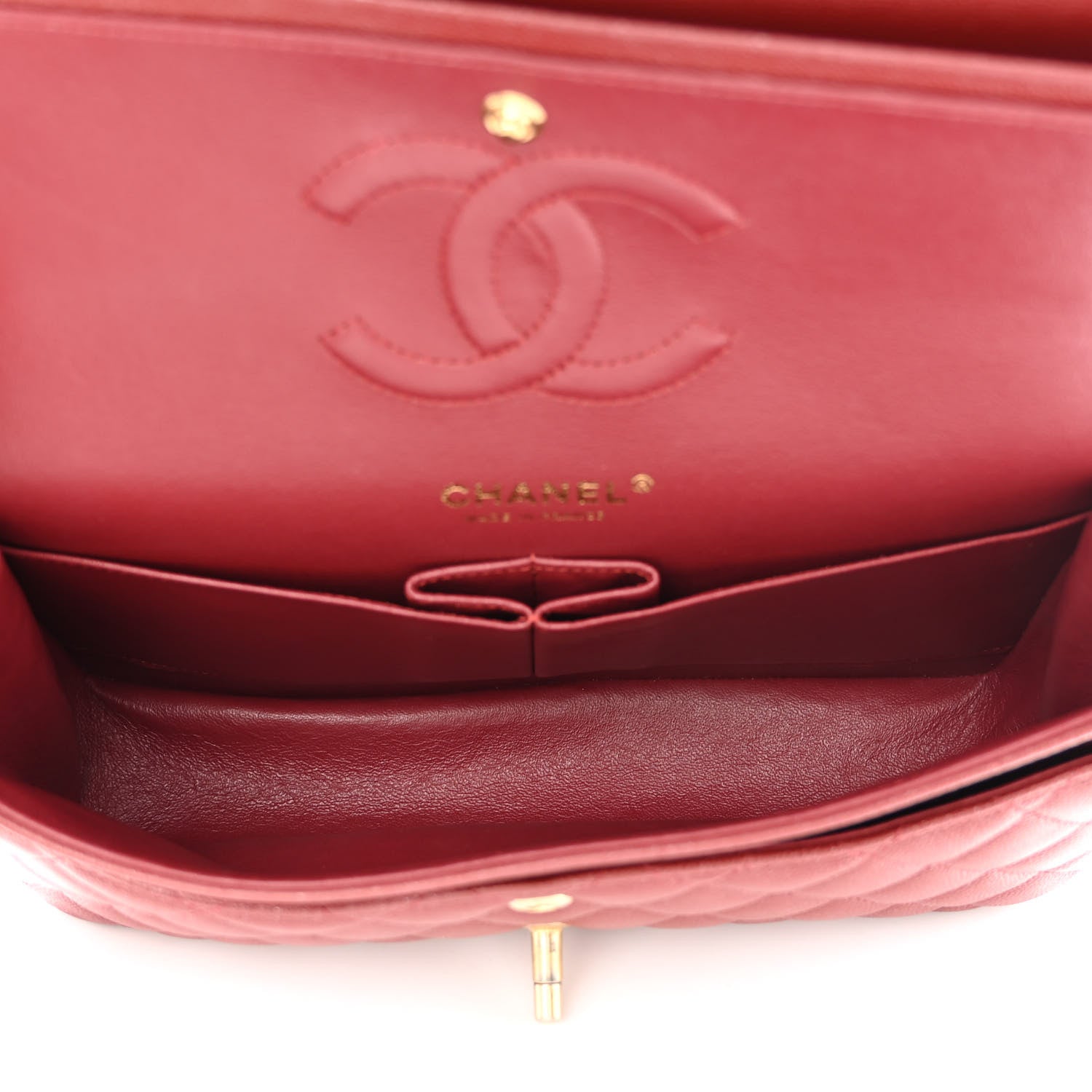 Chanel Iridescent Caviar Quilted Medium Double Flap Red 5 of 11