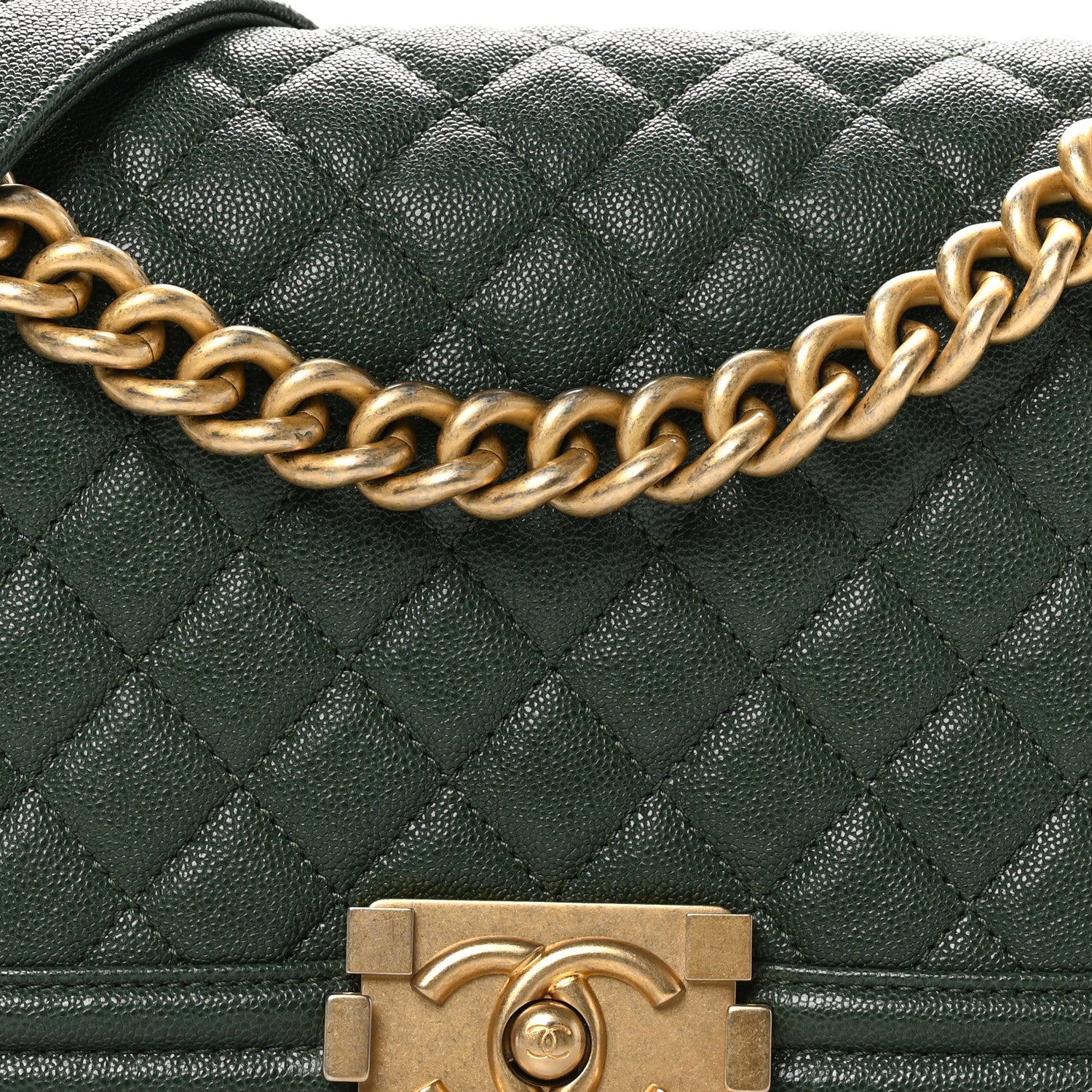 Chanel Caviar Quilted Medium Boy Flap Dark Green 8 of 10